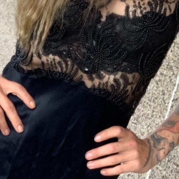 Vintage 90’s beaded black maxi dress SZ M - Picture 3 of 9